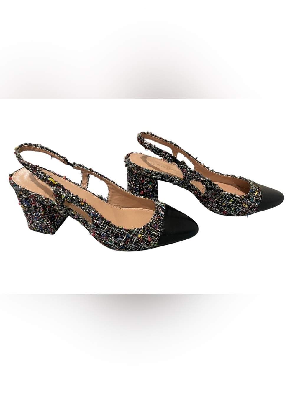 BCBGeneration Tweed Slingback Block Heel Pumps Size 9.5